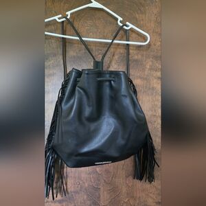 Victoria's Secret Black Fringe Leather Bag